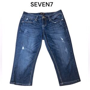SEVEN7 distressed capri jeans